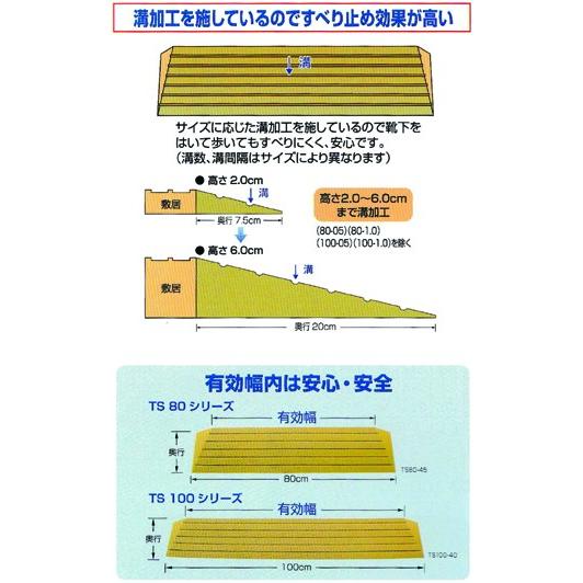 段差解消スロープ 「タッチスロープ」 シンエイテクノ R-幅100cm×高さ4.5cm (直送品)(直送品以外と同梱不可) W462006｜genki｜02