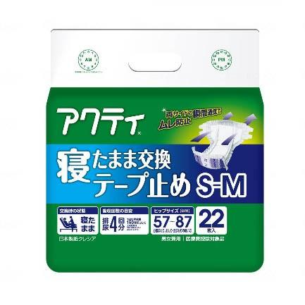 ［直送品］　W955421 クレシア　Tアクティ寝たまま交換テープ止め ケース S〜M （22枚/4袋）［直送品以外と同梱不可］