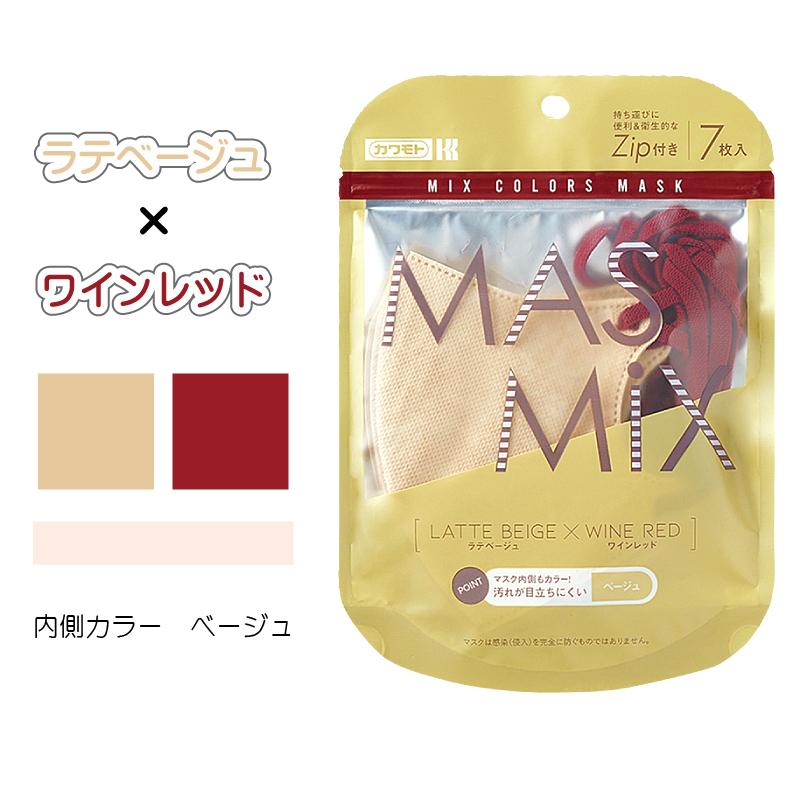 クリックポスト便 送料無料 マスク 選べる3カラー MASMIX 7枚入×3