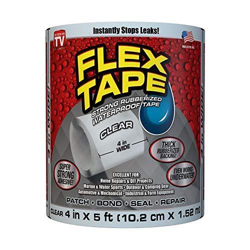 フレックステープ Flex Tape 4＼ x 5 幅10cm x 長1.55m クリア 透明 超強力 防水 ウォー