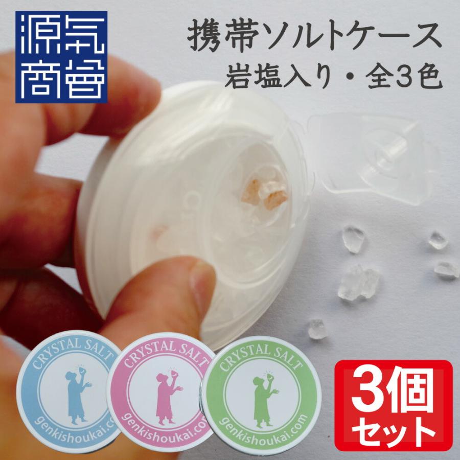 3個セット 塩飴代わりに 舐める塩 岩塩入 携帯 ソルトケース 岩塩10g入り 無添加 無糖 塩飴 源気商会