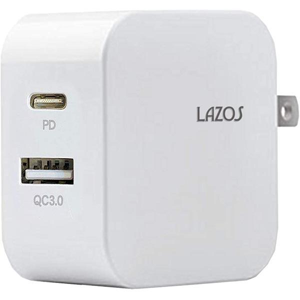 Lazos C PD +Aポート ホワイト L-AC-CA 特売 お気にいる 18W ACアダプター