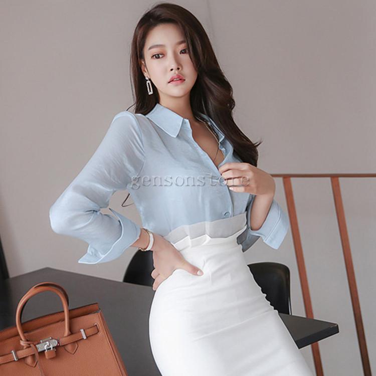 襟付きトップス Ol コーデ カジュアル 着痩せ レディース 襟付き シャツブラウス 無地 透け感 長袖 韓国風 ファッション セクシー 通勤 パーティー フォーマル 2133 1170 源淞ストア 通販 Yahoo ショッピング