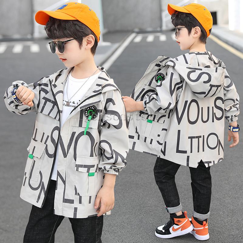 ウインドブレーカー ジャケット 長袖 通園 通学 おしゃれ 子供服 春スプリングコート こども キッズ 男の子 英字プリント ジップアップ フード マウンテンパーカ チープ
