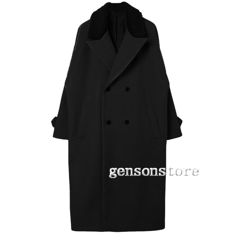 トレンチコート メンズ ウールコート メルトン 中綿入り ボア襟 ロング