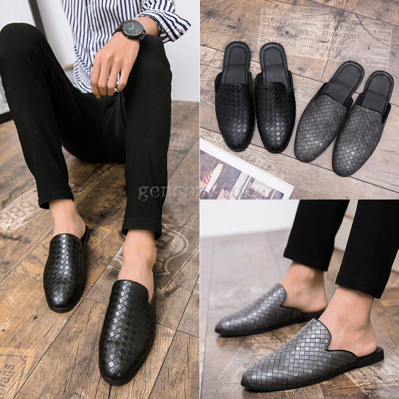 ビジネスサンダル メンズ かかとなし 編み込み スリッパ 革靴 オフィスサンダル フラット ローファー サボサンダル 春夏 男性 おしゃれ 紳士靴 事務所 2133 539 源淞ストア 通販 Yahoo ショッピング