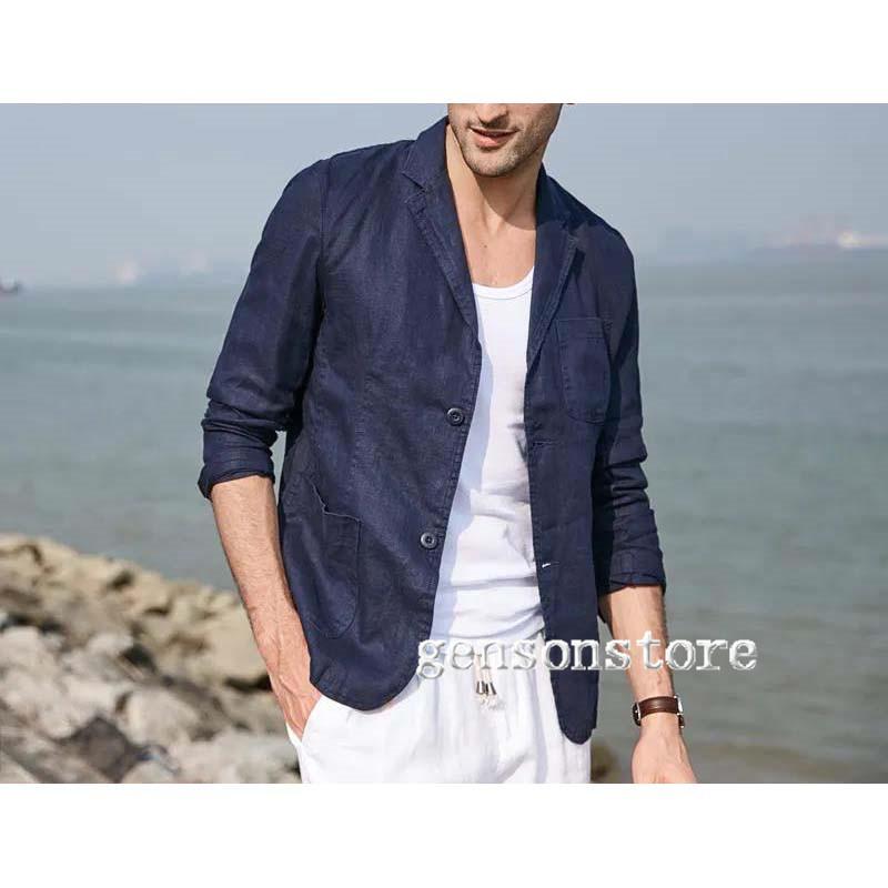 サマージャケット メンズ カジュアル ビジネス 綿麻 麻 リネン 春 夏