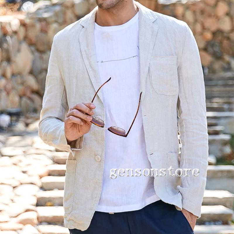 超美品 サマージャケット メンズ カジュアル ビジネス 綿麻 麻 リネン 春 夏 シンプル 男性 テーラードジャケット 長袖 ブレザー スリム 清涼 夏用 父の日 ギフト Aynaelda Com