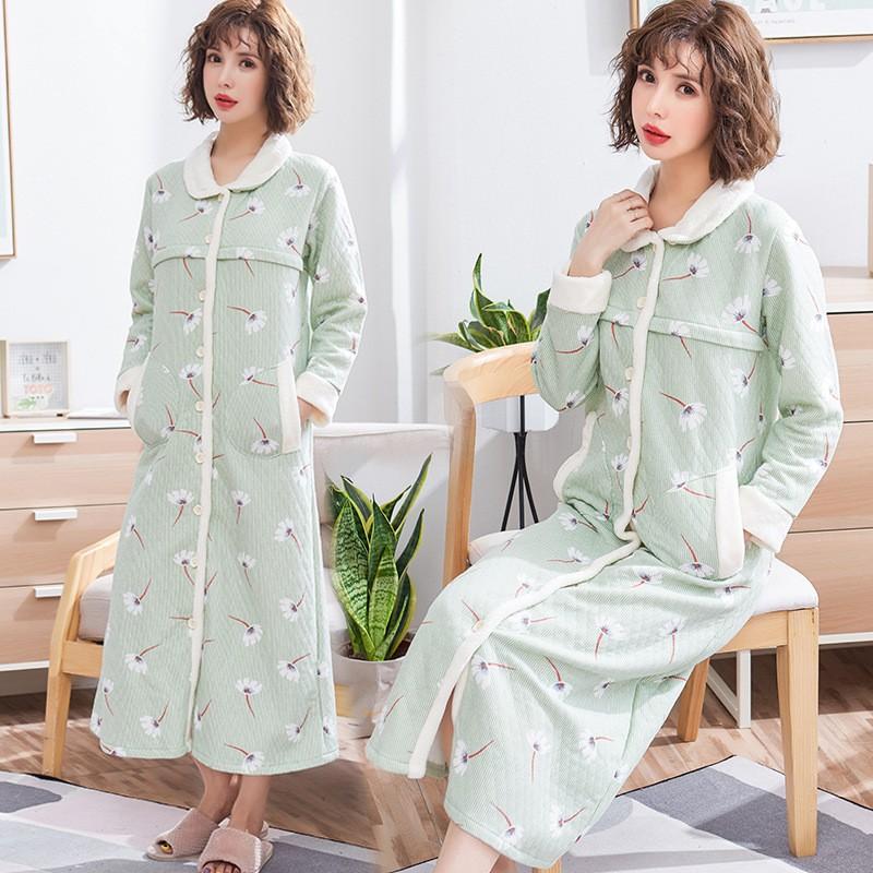 マタニティ パジャマ 授乳口付 花柄 バスローブ 裏起毛 ふわふわ 冬 ロング丈ガウン ルームウエア あったか 部屋着 ネグリジェ 厚手 前開き 授乳用 ワンピース Juy 2197 源淞ストア 通販 Yahoo ショッピング