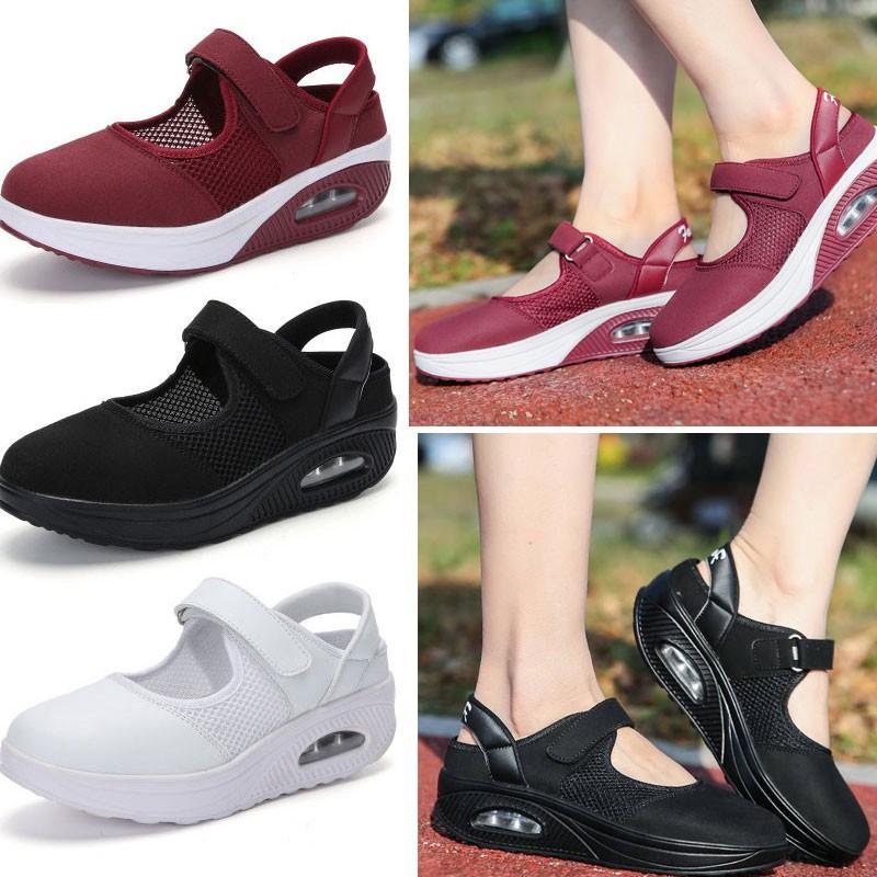 ウォーキングシューズ スリッポン レディース ストラップ靴 軽量 厚底スニーカー マジックテープ エアクッション メッシュ 通気 介護士 靴 疲れにくいママ Juy 5555 源淞ストア 通販 Yahoo ショッピング