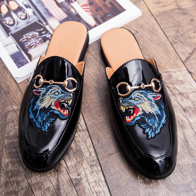 ビジネスサンダル かかとなし メンズ ドライビングシューズ 合革 スリッパ サボサンダル ローファー スリッポン モカシン エナメル靴 刺繍柄 紳士靴 軽量 Juy 5679 源淞ストア 通販 Yahoo ショッピング