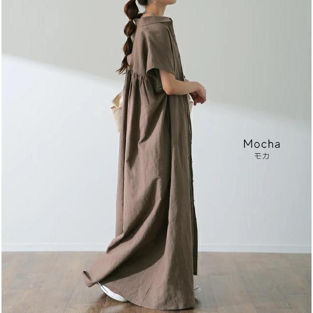 夏ワンピース レディース半袖 綿麻 ゆったり おしゃれ カジュアル シャツワンピース マキシ丈ワンピース ロング丈ワンピース 半袖ドレス 韓国風快適 無地 婦人服 |  | 11