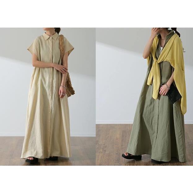 夏ワンピース レディース半袖 綿麻 ゆったり おしゃれ カジュアル シャツワンピース マキシ丈ワンピース ロング丈ワンピース 半袖ドレス 韓国風快適 無地 婦人服 |  | 16