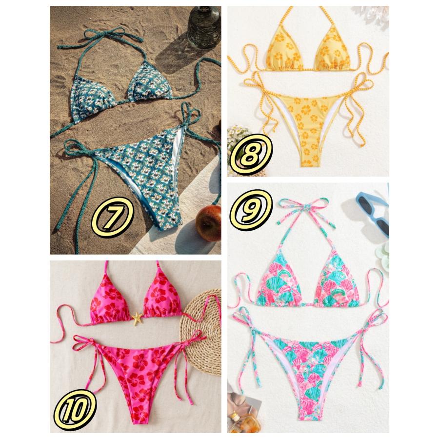 水着 ビキニ レディース 2点セット ビキニセット 女性用水着 トライアングル シンプル キュート セクシー 三角ビキニ 水着 ショーツ 花柄 可愛いプール おしゃれ |  | 12