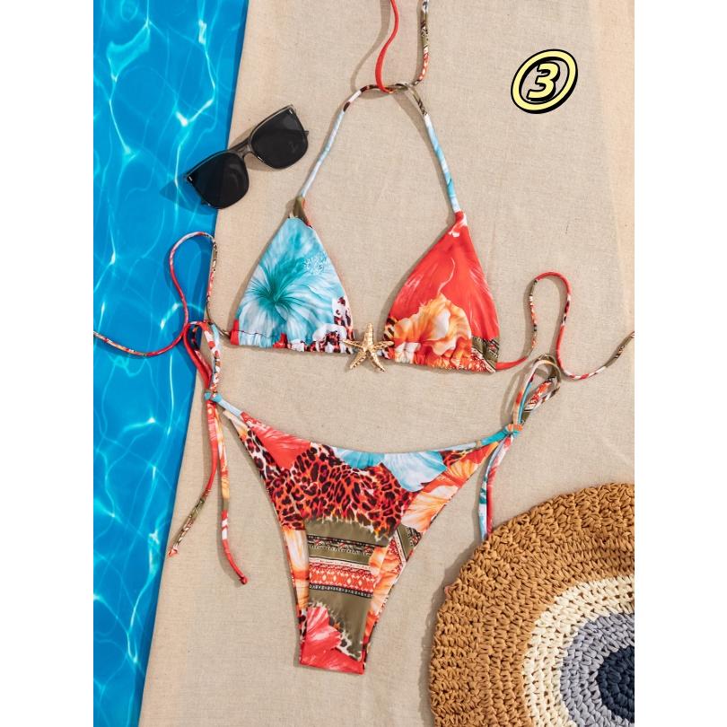 水着 ビキニ レディース 2点セット ビキニセット 女性用水着 トライアングル シンプル キュート セクシー 三角ビキニ 水着 ショーツ 花柄 可愛いプール おしゃれ |  | 04