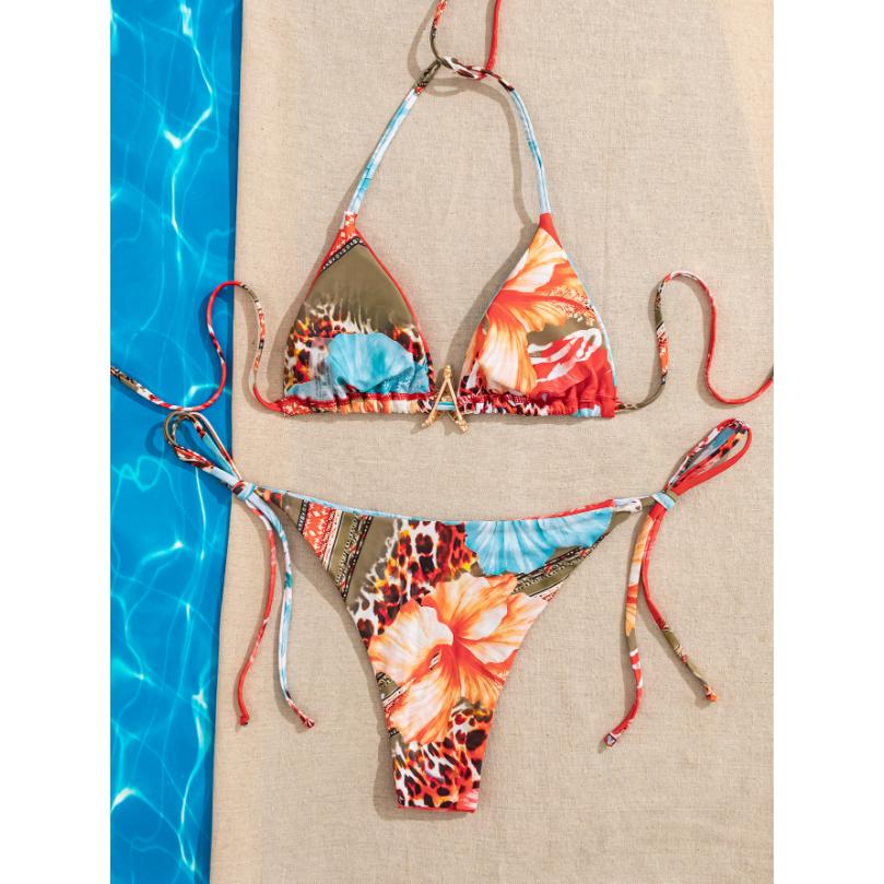 水着 ビキニ レディース 2点セット ビキニセット 女性用水着 トライアングル シンプル キュート セクシー 三角ビキニ 水着 ショーツ 花柄 可愛いプール おしゃれ |  | 05