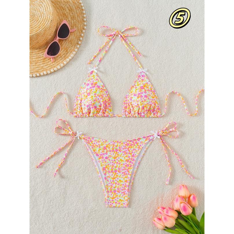 水着 ビキニ レディース 2点セット ビキニセット 女性用水着 トライアングル シンプル キュート セクシー 三角ビキニ 水着 ショーツ 花柄 可愛いプール おしゃれ |  | 08