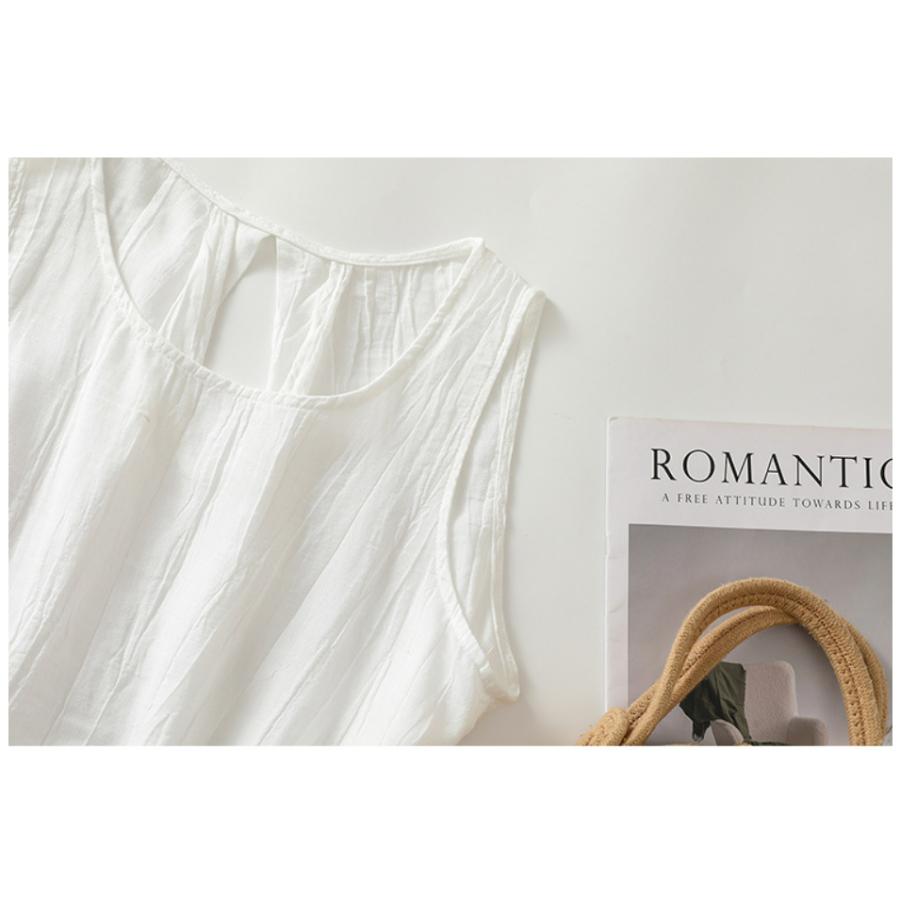 ブラウス レディース インナーシャツ ノースリーブ Aライン 綿麻トップス リネン 夏Tシャツ フレア 着痩せ タンクトップ ゆったり 夏服 4色 展開 M L XL XXL |  | 17