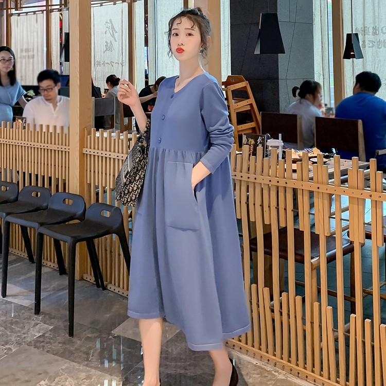 マタニティ 妊娠服 ワンピース 秋 冬 ロング丈 長袖 ｖネック チュニックワンピース シンプル無地 ポケット付き ニットソー 産前 産後 フォーマル お宮参り May 60 源淞ストア 通販 Yahoo ショッピング