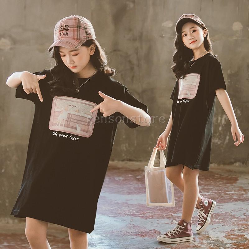 子供服 ワンピース 春夏 女の子 半袖 ロングt ジュニア ガールズ ロゴプリント Tシャツ チュニック おしゃれ 可愛い シンプル キッズ カジュアル 通学 部屋着 Mmay 4566 源淞ストア 通販 Yahoo ショッピング