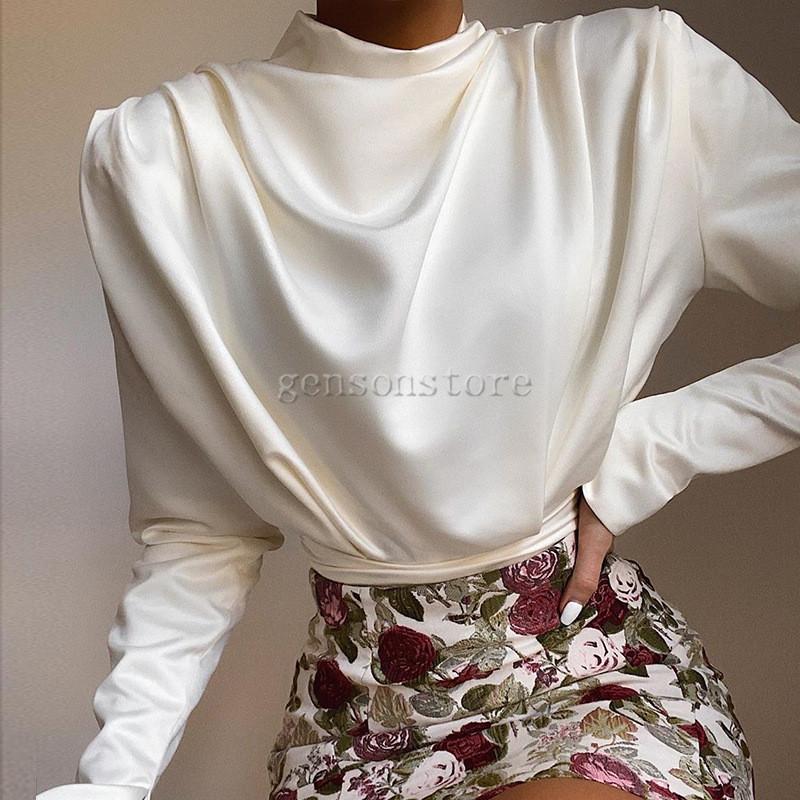 サテンブラウス 長袖 ギャザー レディース トップス セクシー 背中開き ボディブリファー 女性ファッション つなぎ シンプル ボディーシャツ 上品 エレガント Mmay 7562 源淞ストア 通販 Yahoo ショッピング