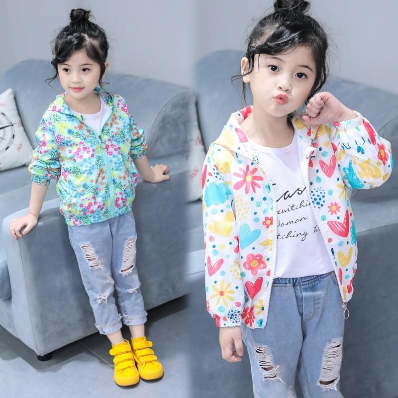 子供服 ウィンドブレーカー キッズ ベビー ジュニア 女の子 花柄ジップアップパーカー 長袖 春アウター