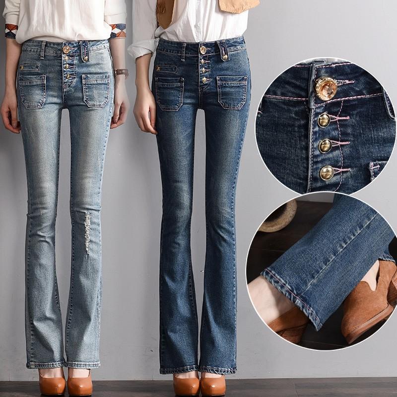 デニムパンツ ブーツカット ロング丈 ジーンズ レディースフレアパンツ ハイウエスト ダメージ加工 ウォッシュ ジーパン ボトムス スリム 美脚 U17feb 690 源淞ストア 通販 Yahoo ショッピング
