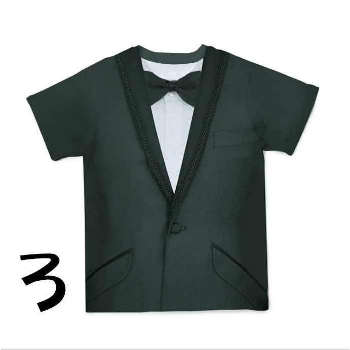 スーツ Tシャツ ネクタイ 蝶ネクタイ メンズ 深黒緑 ブルー 3D
