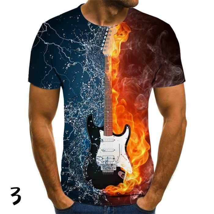 ギター Tシャツ メンズ 燃える ストラトキャスター エレキギター