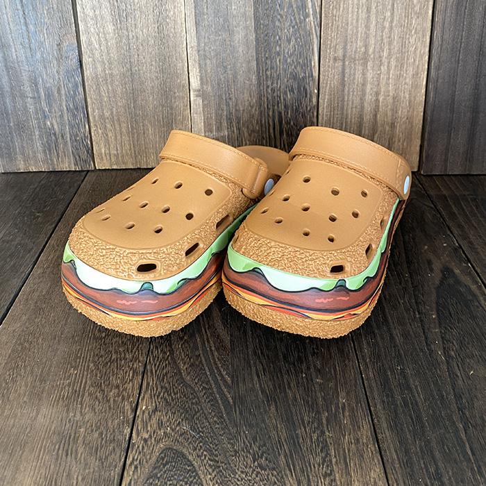 ハンバーガー クロックス 厚底 女性 夏 かわいい ハンバーガー 