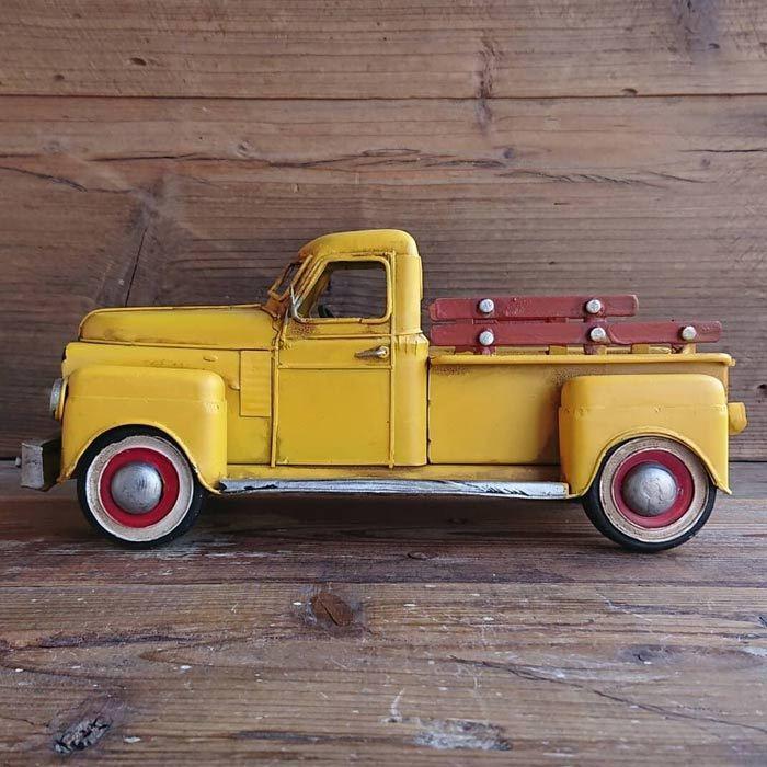 トラック 置物 フォード アメリカ 黄色 レトロ ブリキ インテリア