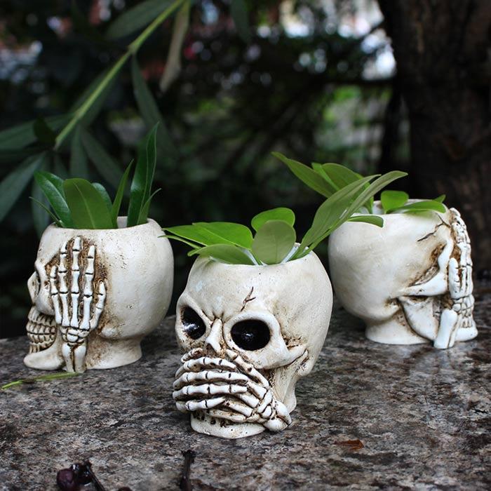 骸骨 置物 植木鉢 インテリア ペン立て そんなの見たくない 言いたく