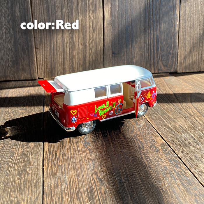 フォルクスワーゲン ワーゲンバス ミニカー ツートンカラー Love&Peace