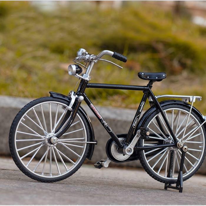 ミニチュア自転車 金属製 シルバー/ブラック ダブルワン 266 アサヒサイクル シティサイクル・ママチャリ 26インチ