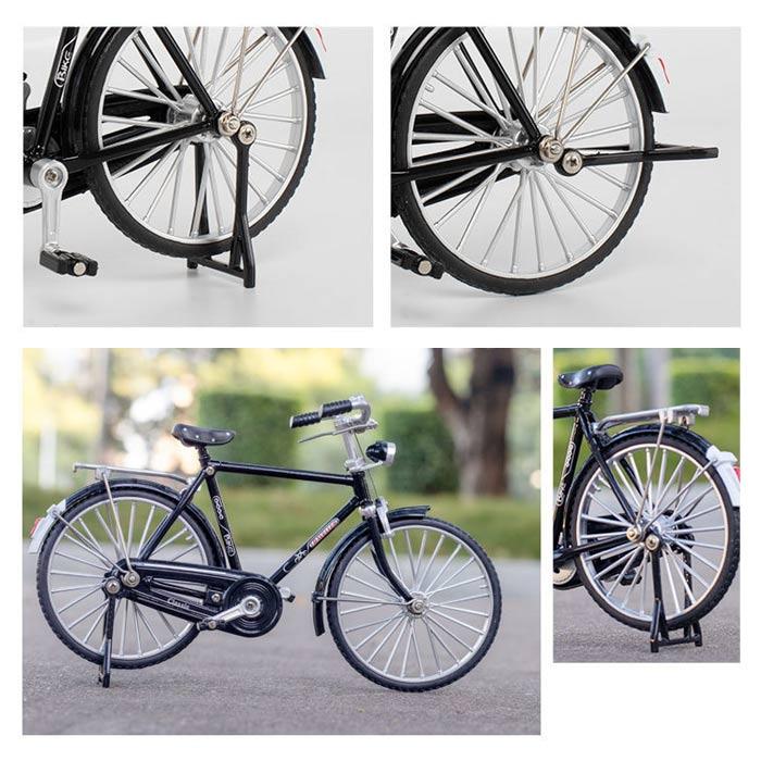 ミニチュア自転車 金属製 シルバー/ブラック ダブルワン 266 アサヒサイクル シティサイクル・ママチャリ 26インチ