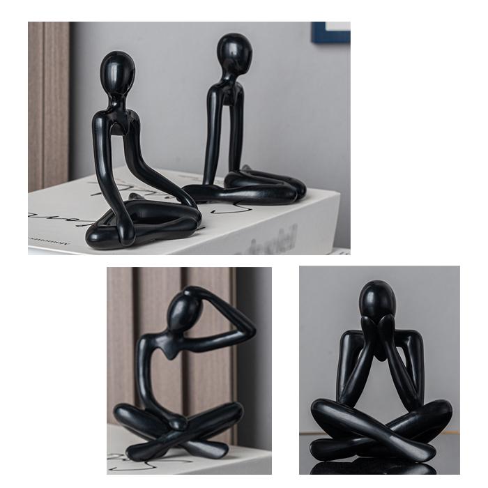 考える人 置物 男性 女性 4人 インテリア オブジェ 白 黒 ホワイト