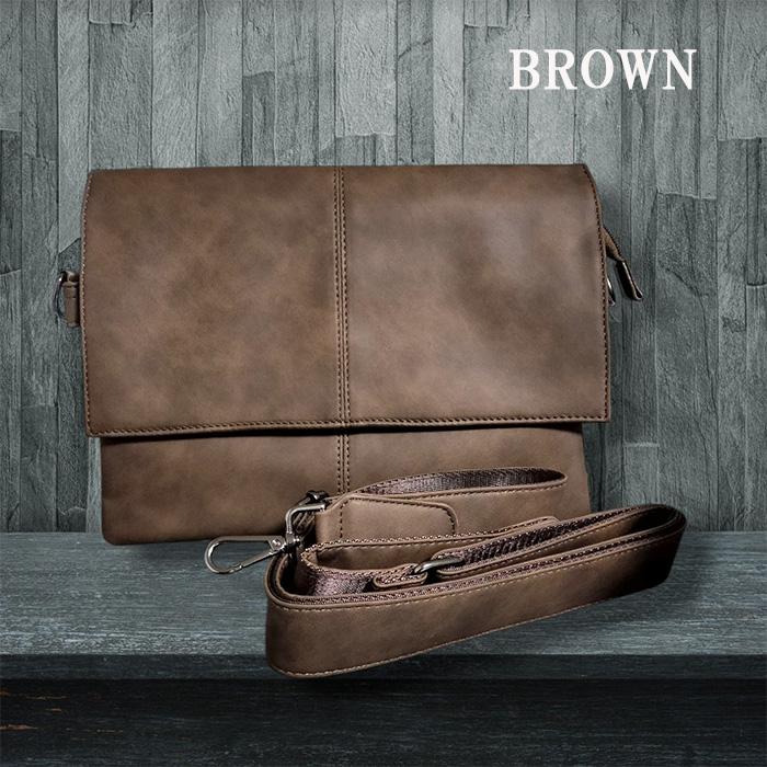 ショルダーバッグ メンズ 小さめ スリム 肩掛け シンプル PUレザー