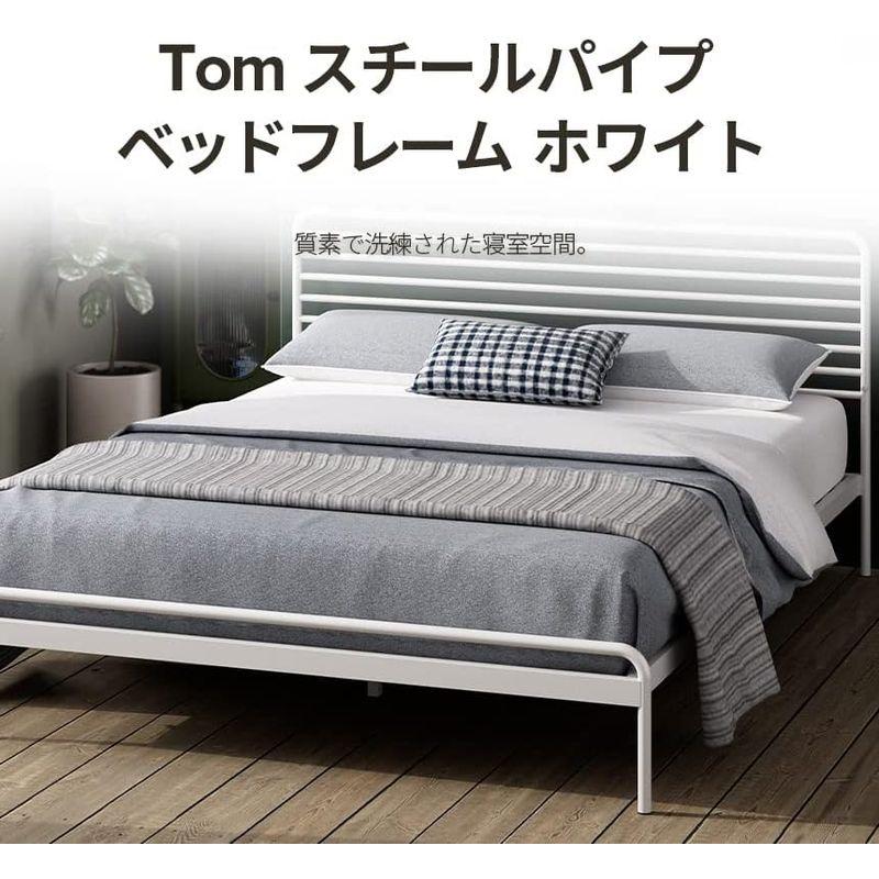 ZINUS メタル ベッドフレーム セミダブル Tom Metal Platform ホワイト メタル 木製 すのこ 静音 ベッド下収納 耐｜gentlemanlyfactory｜06