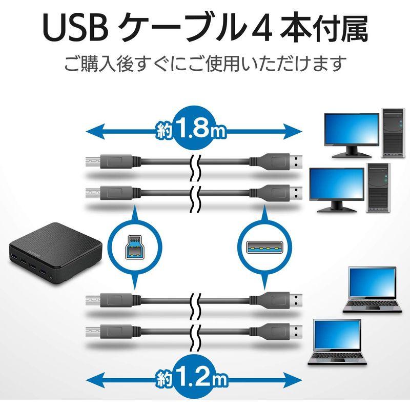 パソコン周辺機器 エレコム USB切替器 PC→4ポート USB3.0→4ポート 手元スイッチ ブラック U3SW-T4｜gentlemanlyfactory｜02