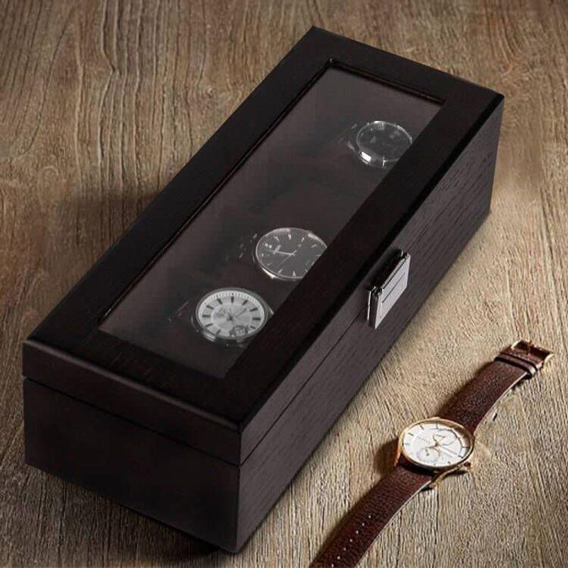 時計収納ボックス Baskiss 木製時計ケース 腕時計収納ボックス 高級 時計 コレクションケース (5本)｜gentlemanlyfactory｜02