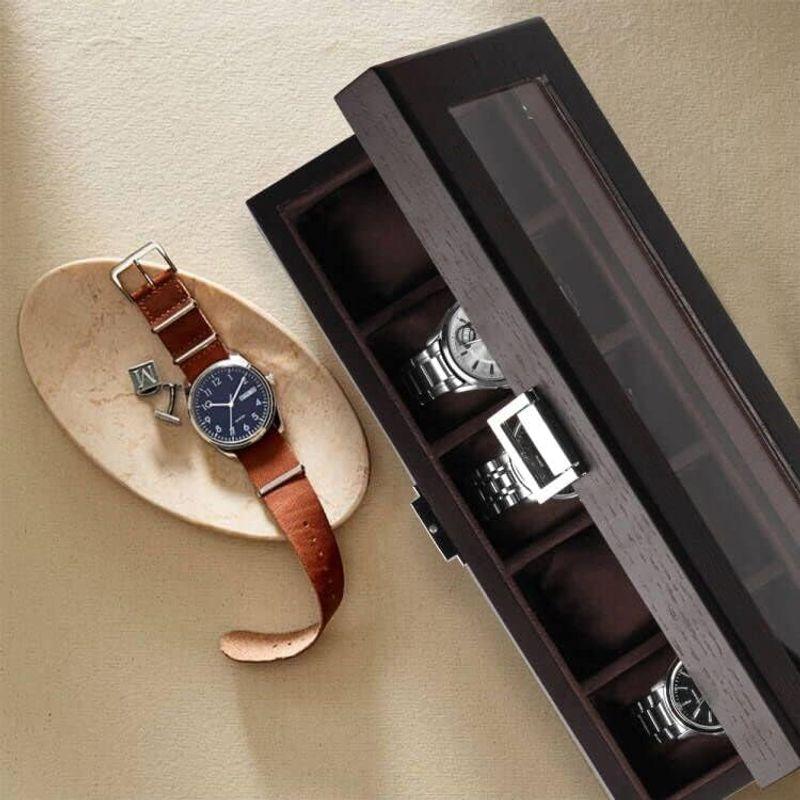 時計収納ボックス Baskiss 木製時計ケース 腕時計収納ボックス 高級 時計 コレクションケース (5本)｜gentlemanlyfactory｜04