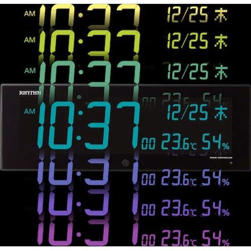 大型 掛け時計 リズム(RHYTHM) 大型 掛け時計 電波時計 デジタル カラー グラデーション LED 365色 表示 黒 Iroria G 8RZ18｜gentlemanlyfactory｜16