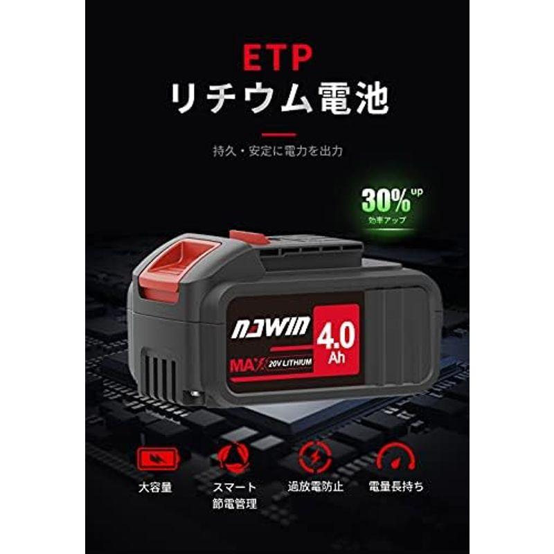 ナウィン　充電式草刈機　4.0Ah大容量バッテリー2個　20V　芝生　畑　農園　雑草　枝切り　草刈り機　125-138cmまで伸縮