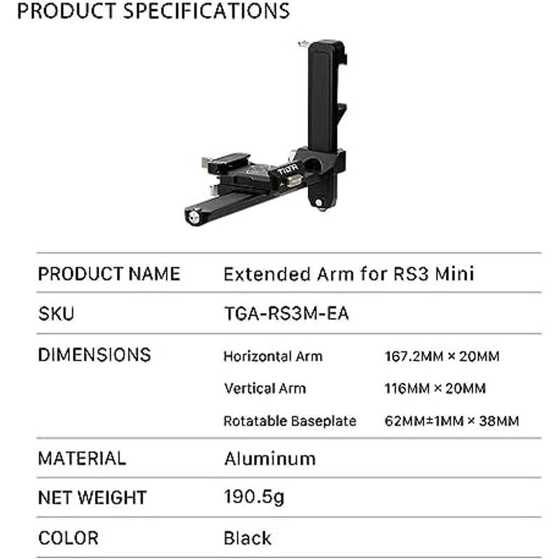 TILTA DJI RS3ミニジンバルに対応した回転式クイックリリースベースプレート付きエクステンドアーム TGA-RS3M-EA｜gentlemanlyfactory｜06