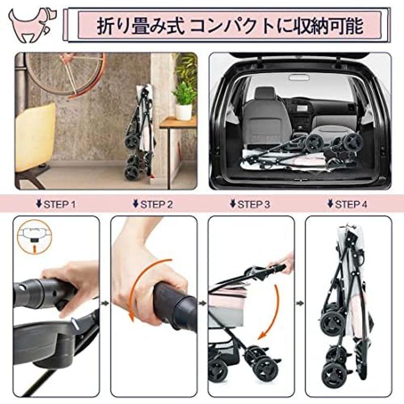 HRking 分離型 ペットカート 2Way 軽量 折りたたみ 犬用ベビーカー 猫 小型犬 多頭用 ペットキャリー 4輪360°回転 多機能｜gentlemanlyfactory｜20