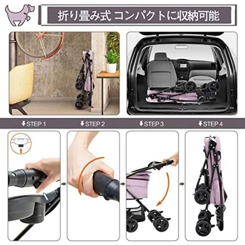 HRking 分離型 ペットカート 2Way 軽量 折りたたみ 犬用ベビーカー 猫 小型犬 多頭用 ペットキャリー 4輪360°回転 多機能｜gentlemanlyfactory｜06