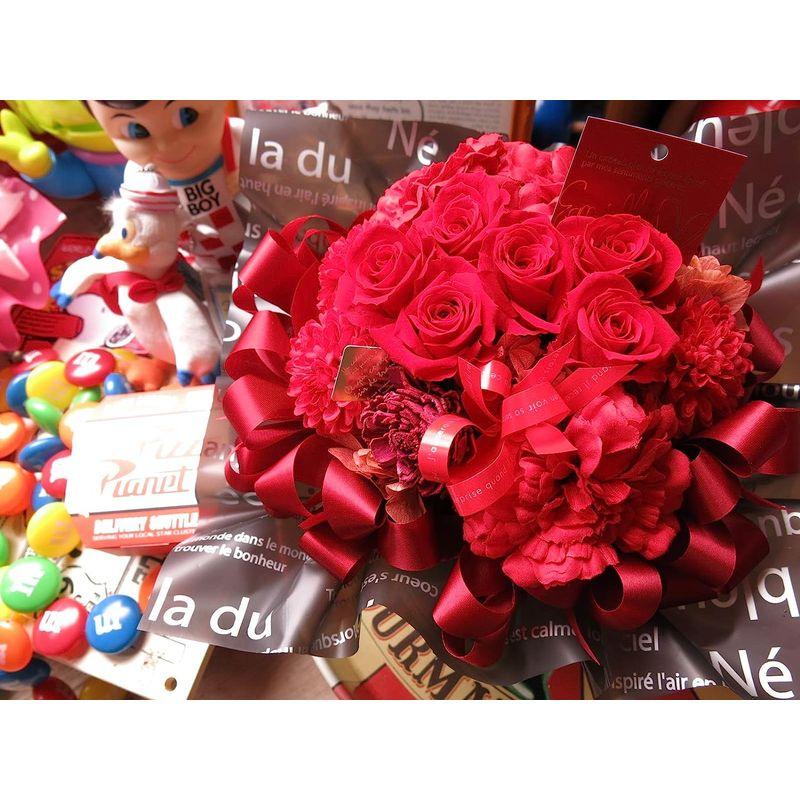 還暦祝い 花 赤バラ プリザーブドフラワー入りギフト クリアーケース付き LWH1025203108(10239円)
