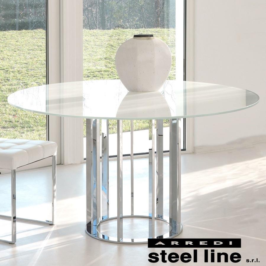 LIFE CLASSシリーズ ASOLOガラスダイニングテーブル（φ140） スティールライン社 (steelline) | steel line