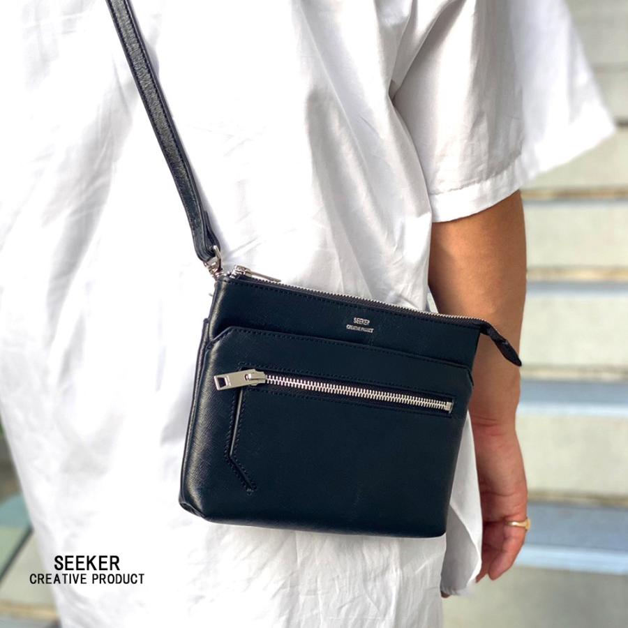 SEEKER ショルダーバッグ 2way メンズ メッシュレザー クラッチ SEEKER ショルダーバッグ 2way メンズ メッシュレザー クラッチ