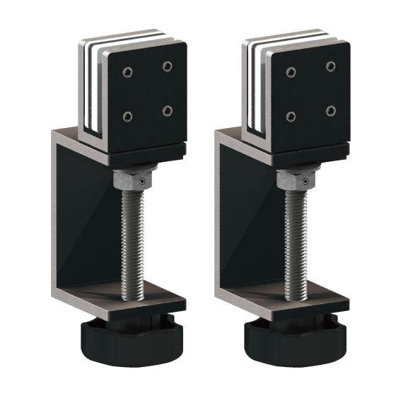 パネル固定金具 天板50mmまで 方向自由 2個1セット 黒色 固定 アクリル